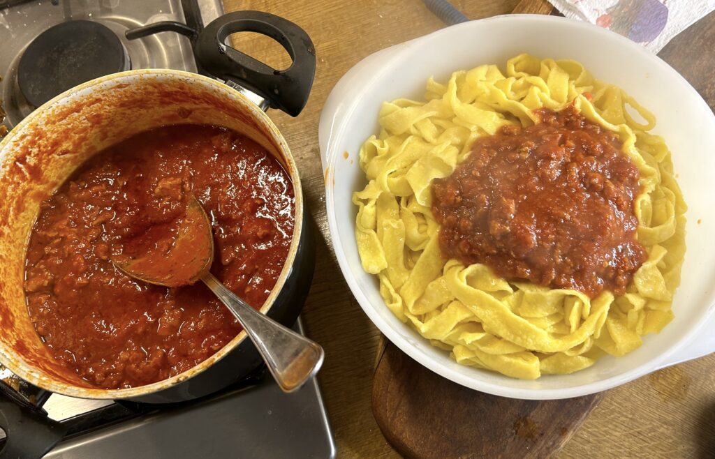 ready tagliatelle and ragù