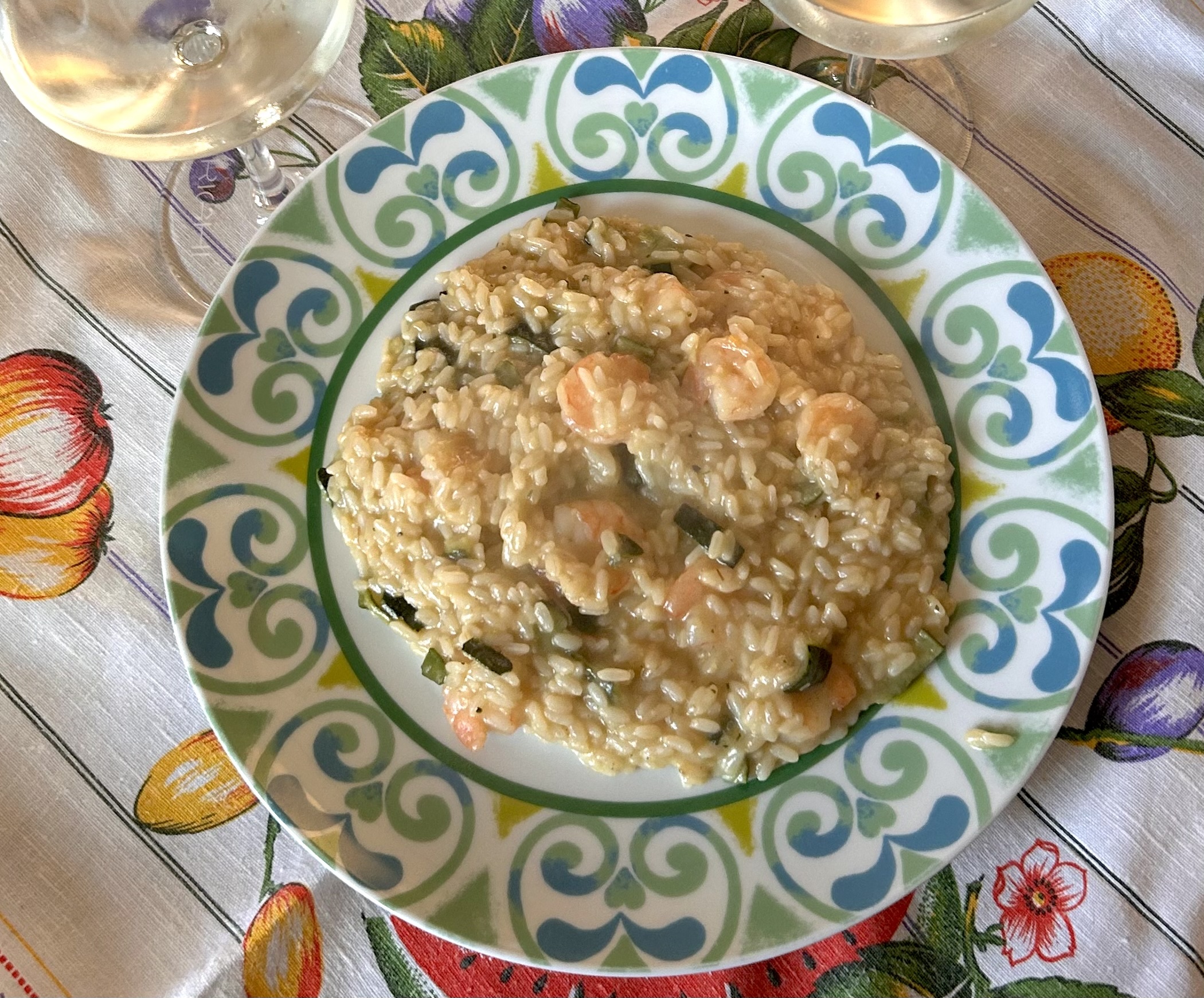 Risotto con zucchine e gamberi (rice with courgettes and prawns)