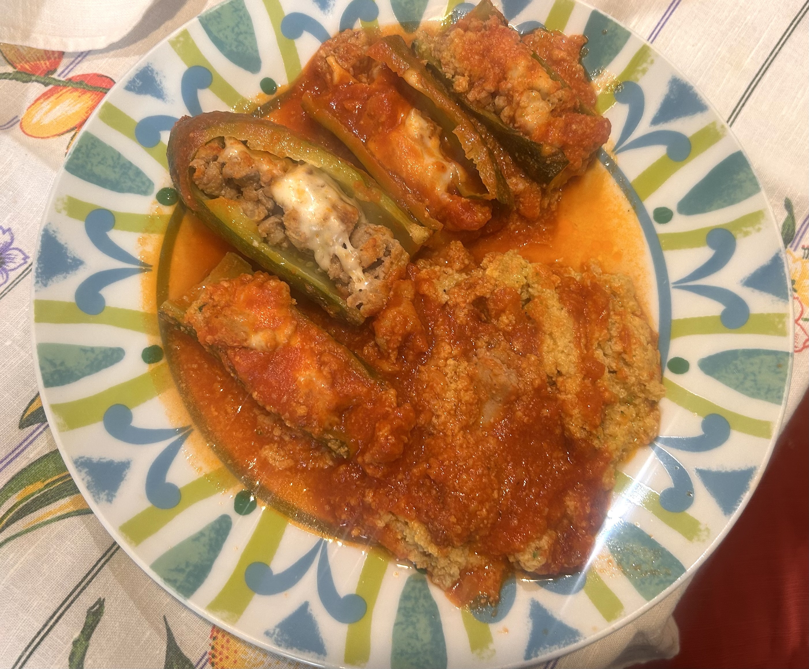 Zucchine ripiene con salsiccia cotte in padella/Pan-Fried Zucchini Stuffed with Sausage