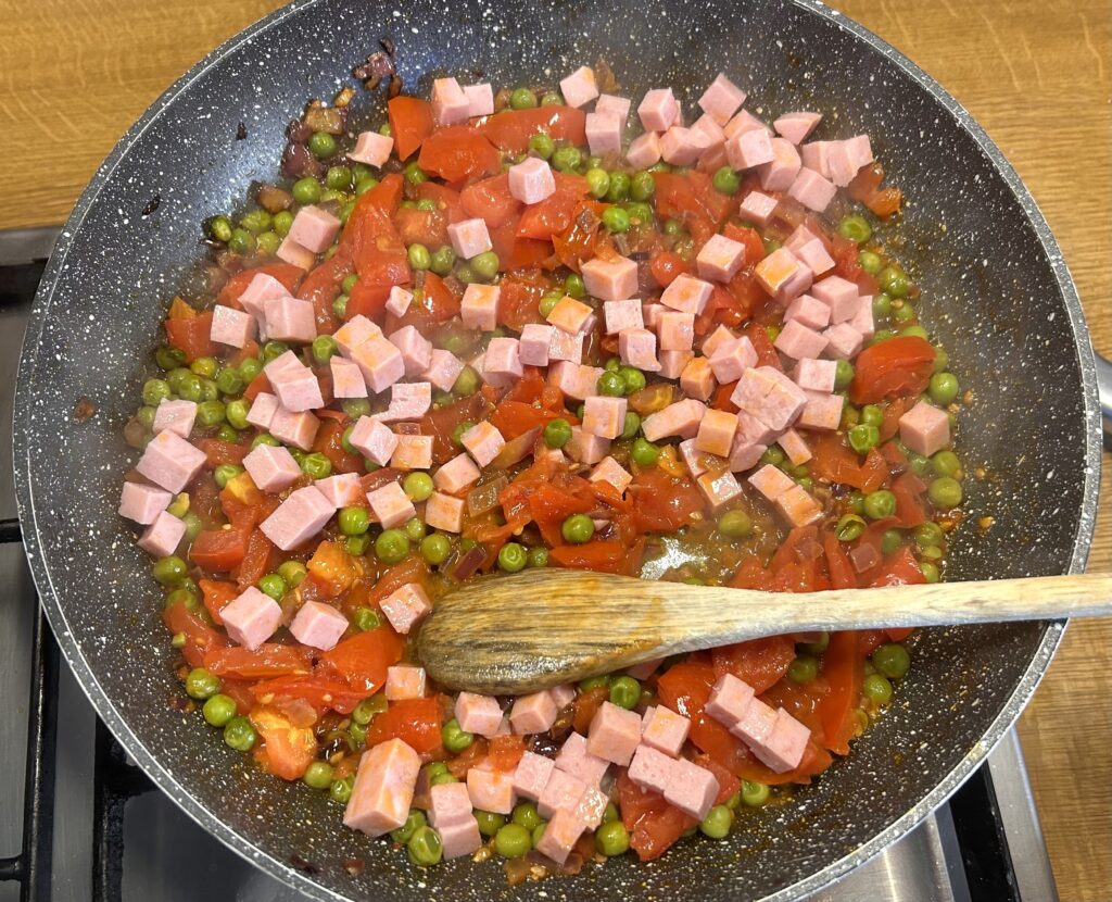 cipolla-piselli-prosciutto cotto