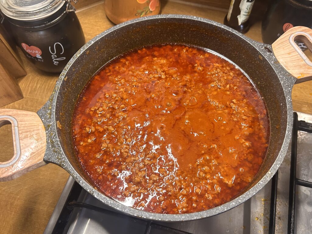 ragù in cottura
